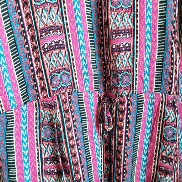 Lucky Brand aztec stripe pink scoop neck swim coverup - Picture 5 of 7